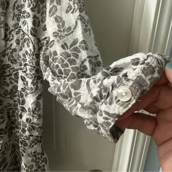 Sonoma Boho Floral Peasant Blouse L Rayon Split Neck Cottagecore Top - Picture 3 of 9